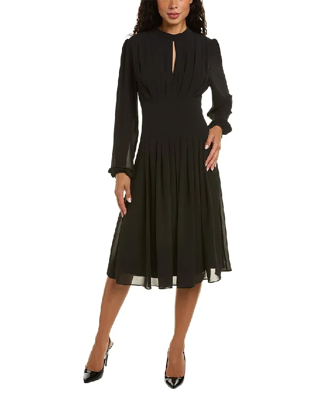 Women's Work Outfit For The Office Mikael Aghal Pleated Midi Dress