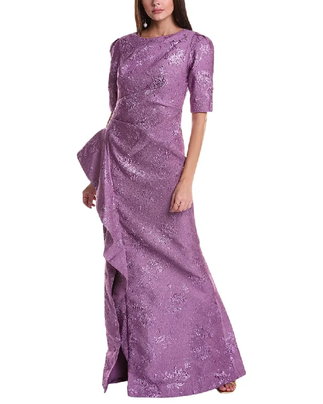 Women's Evening Attire Teri Jon by Rickie Freeman Metallic Jacquard Gown