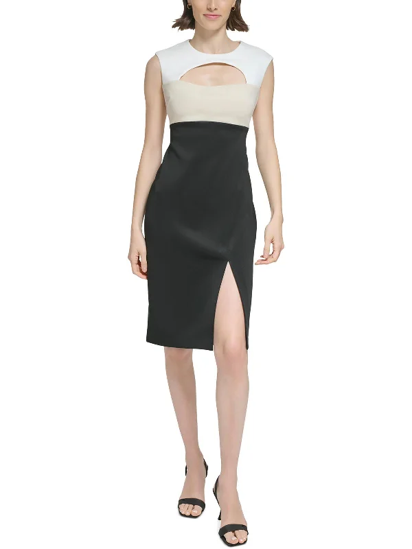 Women's Night-Out Outfit Womens Cut-Out Knee-Length Sheath Dress