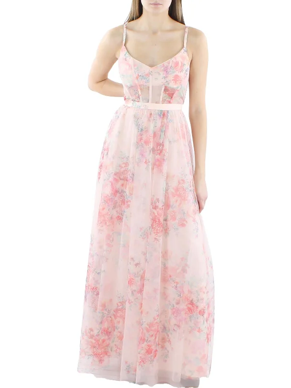 Women's Seasonal Attire Womens Floral Corset Evening Dress