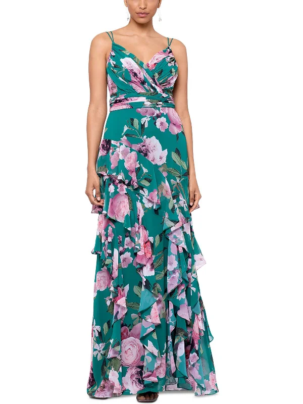 Women's Stylish Casual Garments Womens Floral Tiered Evening Dress