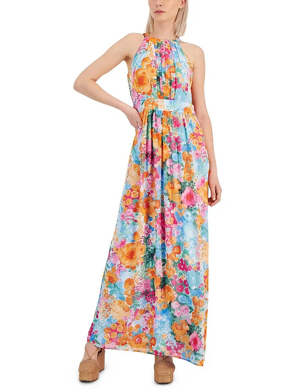 Stylish Outerwear Clothing For Women Womens Pleated Floral Print Maxi Dress