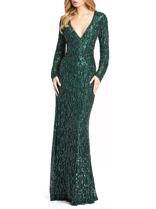 Stylish Women's Outfit Womens Sequin Embellished Evening Dress