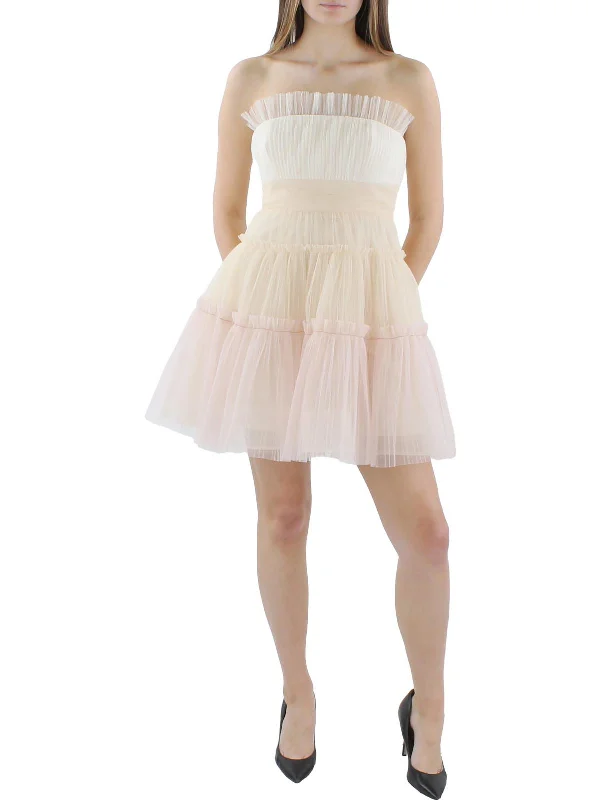 Women's Festive Attire Womens Tiered Ruffle Cocktail And Party Dress