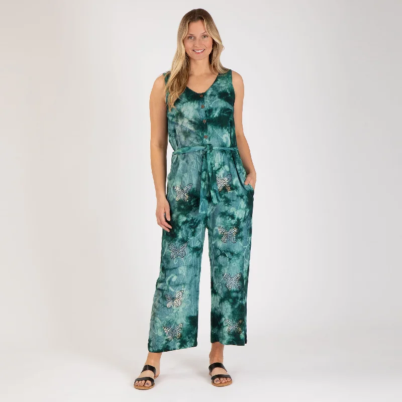 Women's Casual Clothing For Lounging Butterflies in Bloom Hand Crafted Jumpsuit