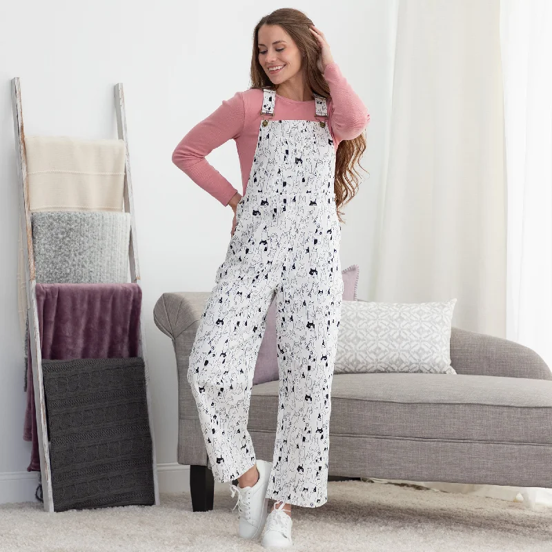 Affordable Fashion Clothing For Women All Over Cat Overalls