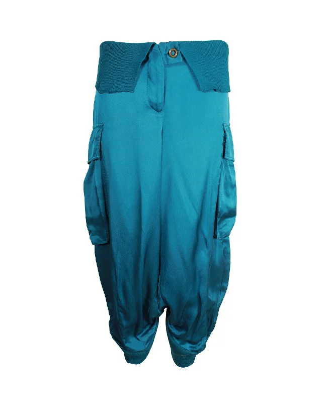 Formal Attire For Women Alexander McQueen Vintage Balloon Pants in Teal Silk