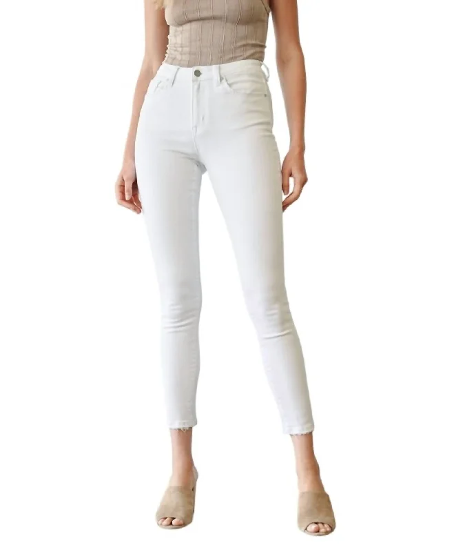 Formal Garments For Women High Rise Ankle Skinny Jean In Coconut White