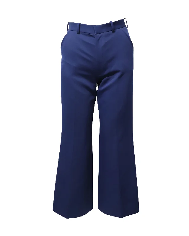 Women's Seasonal Wardrobe Clothing Maison Margiela Flared Trousers in Blue Polyester