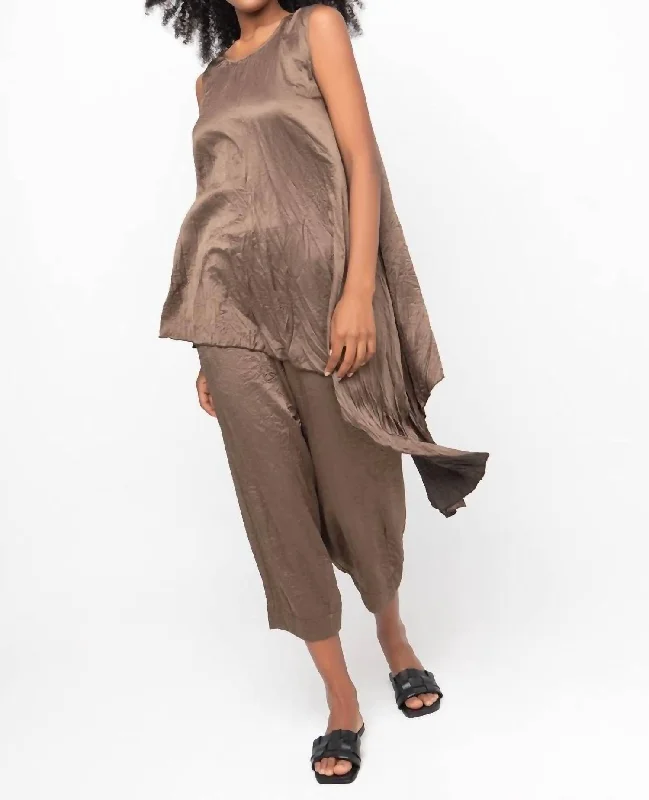 Women's Work Apparel Satin Feel Cropped Pant In Coffee