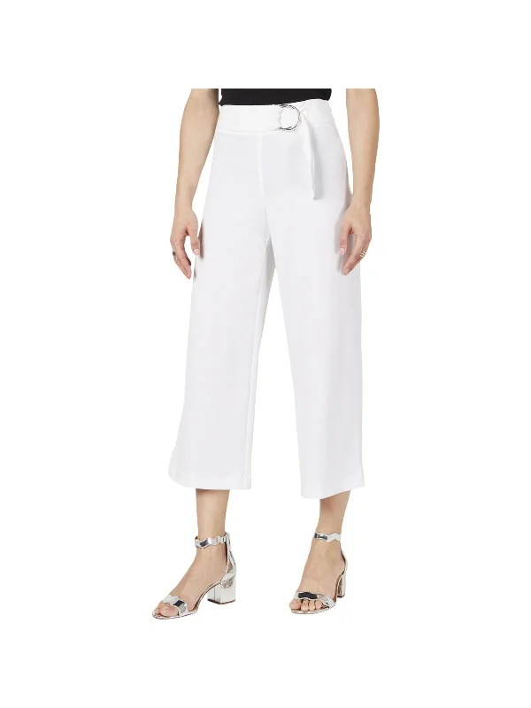 Women's Resort Apparel Womens Cropped Mid Rise Wide Leg Pants