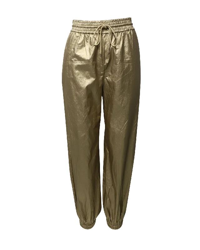 Women's Travel Outfit Set Zimmermann Rhythmic Drawstring Pants in Gold Viscose